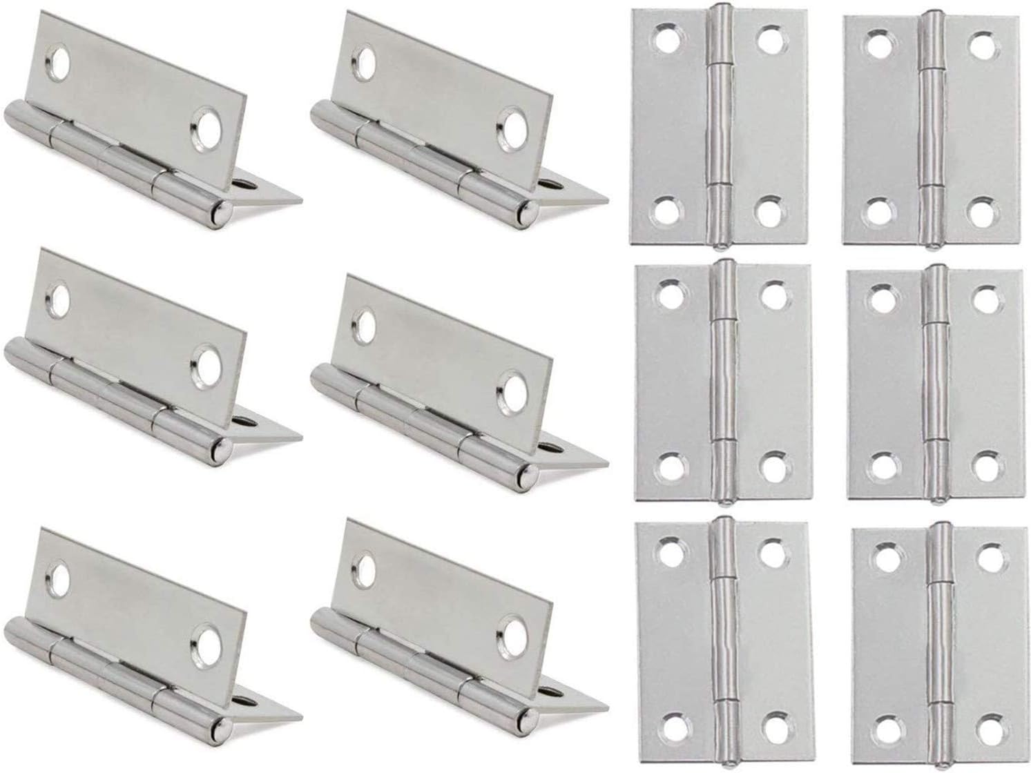 XMHF Folding Butt Hinge, Cabinet Gate Closet Door Hinge 1-1/2'' Long Home Furniture Hardware with Mounting Screws Silver Tone, Pack of 12