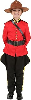 Child Canadian Mountie Costume, The Canadian Royal Mounted Police Uniform With Red Jacket, Black Pants, Belt, Shoulder Strap