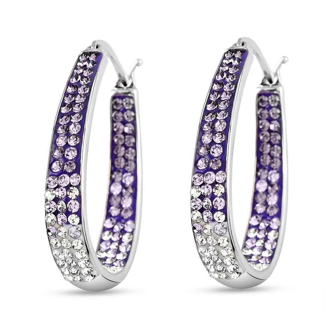 Crystal Hoop Earrings for Women - Sparkle Inside Out Dangle Earrings - Glitter Fun Trendy Jewelry Wedding Anniversary Birthday Gifts for Womens