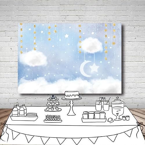 Miniatura 5 de MEHOFOTO - Telón de fondo de estudio fotográfico de nube azul y blanca, decoración de fiesta de cumpleaños de príncipe para niños, baby shower,