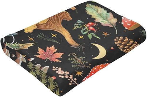 Miniatura 6 de Manta de franela de vellón de hongos, manta de felpa ligera y acogedora para dormitorio, sala de estar, sofá o sillón, 80 x 60 pulgadas