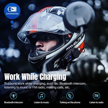 Fodsports FX6 Motorcycle Bluetooth Headset, 6 Riders Group Motorcycle Intercom Bluetooth, 1000M Motorbike Helmet Communication Systems/Voice Command/Universal Pairing/FM Radio(2 Pack)
