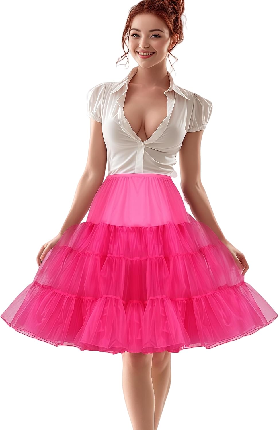 CHERRY LOVE Knee Length Petticoat 50S Vintage Underskirt 26inch Crinoline Petticoat Short Slips