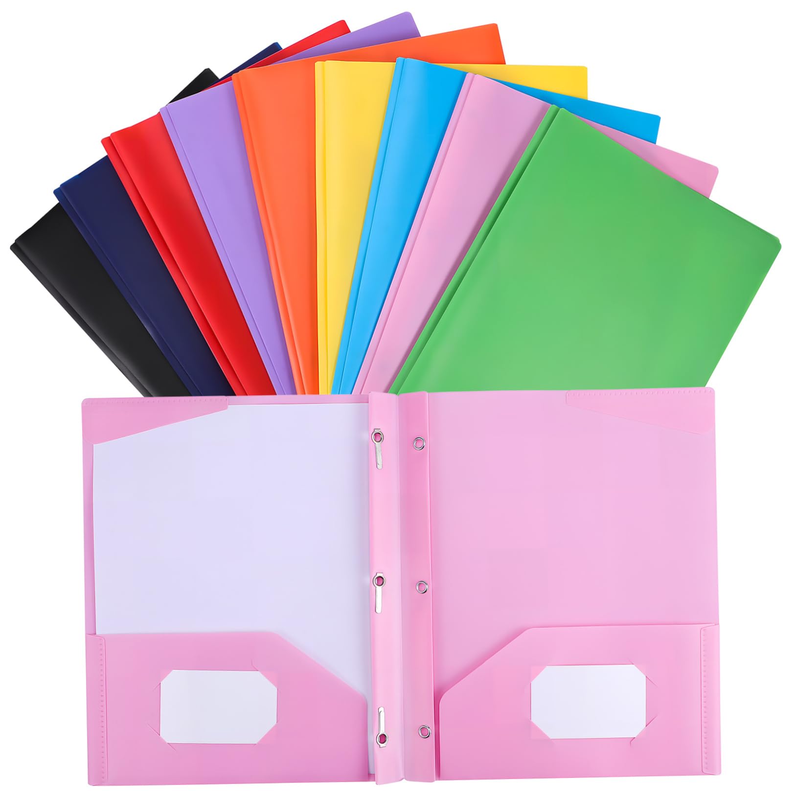 Carpeta de Plástico de Dos Bolsillos con Garras, 9 Piezas | Organizador de Documentos para Oficina y Escuelas, Robusta, Acomoda Varios Tamaños de Papeles