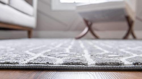 Miniatura 5 de Unique Loom Matrix Trellis Collection - Alfombra de área con diamantes (5 pies 1 pulgada x 8 pies, rectangular, grismarfil)