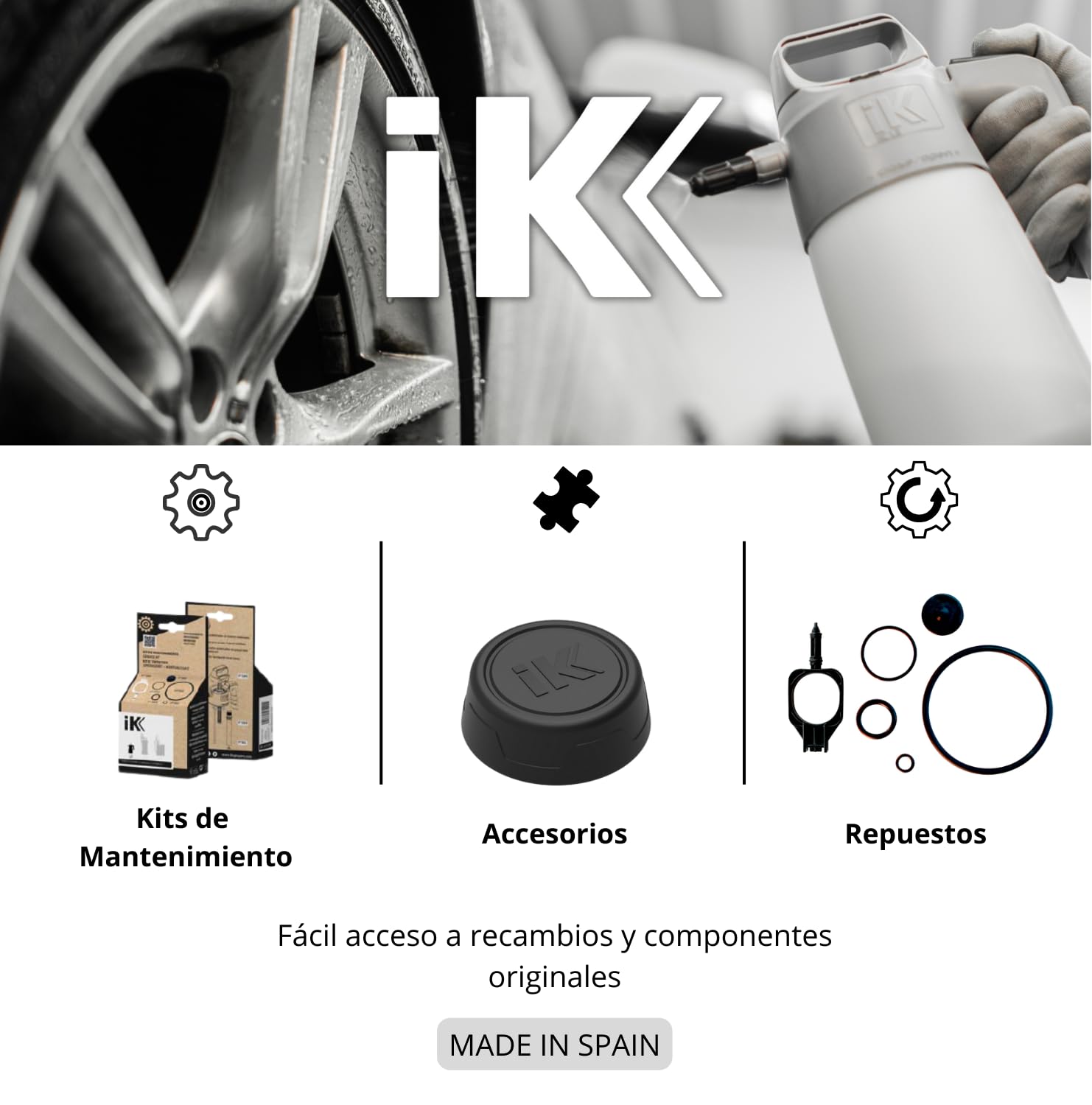 IK HC 1.5 - Pulverizador a Presión Profesional Resistente a Aceites e Hidrocarburos - Ideal para Automoción e Industria - Capacidad 1L - Boquilla Regulable - Detailing - Ergonómico - Alta Durabilidad