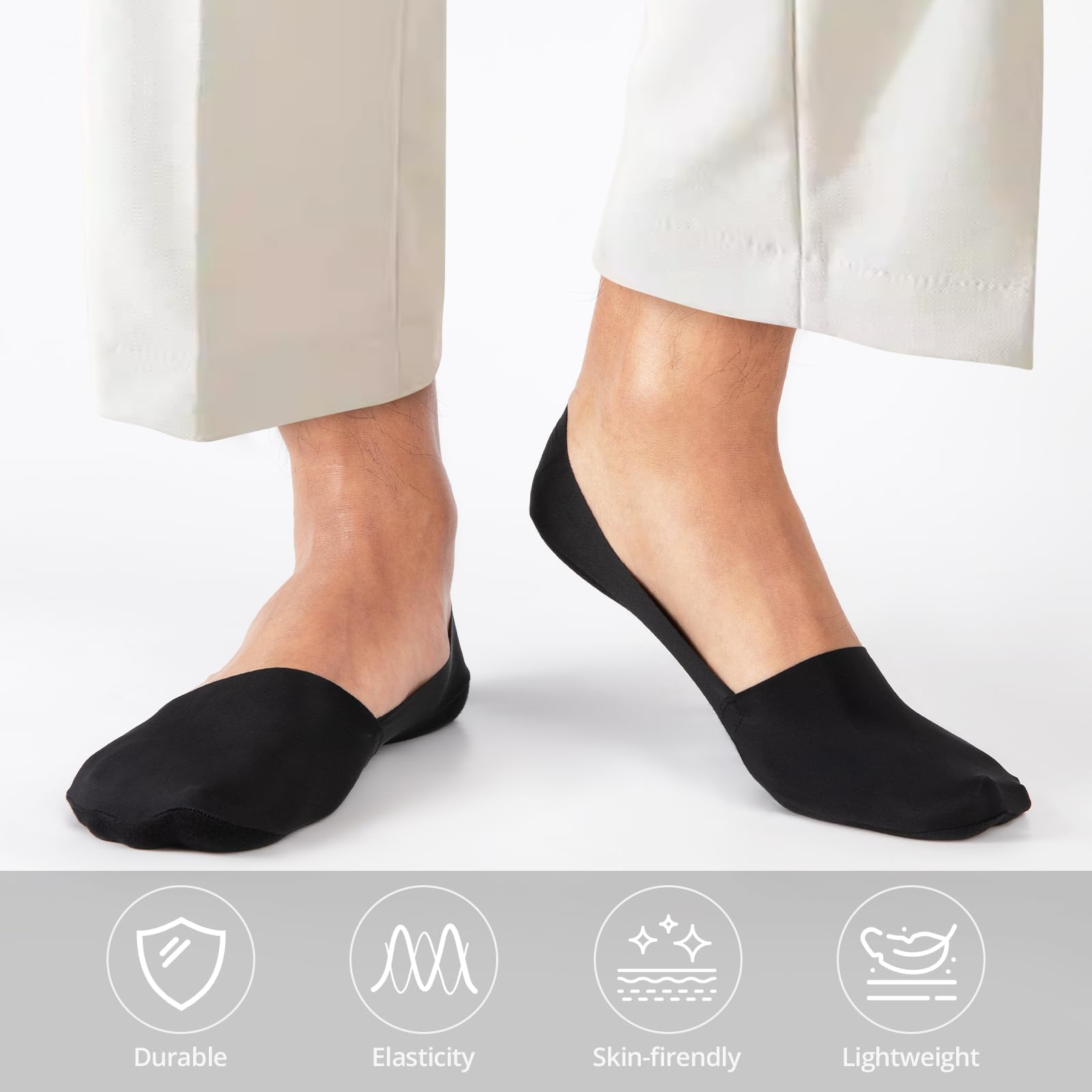 Heatuff 7 pares de calcetines invisibles para hombre, antideslizantes, de corte bajo, informales, delgados, invisibles, para barco plano