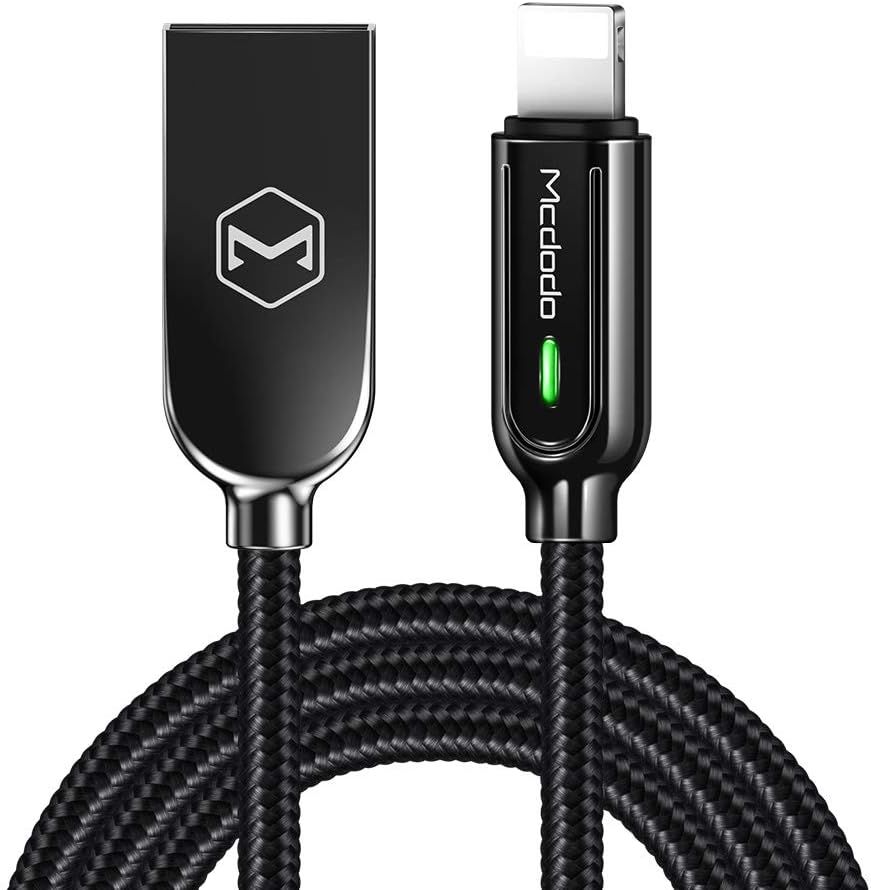 Helot Smart Led Auto Disconnect Charger Cable,6ft Nylon Braided USB Charger Cord Compatibility with Phone x /8 /7/6 /6plus /5s