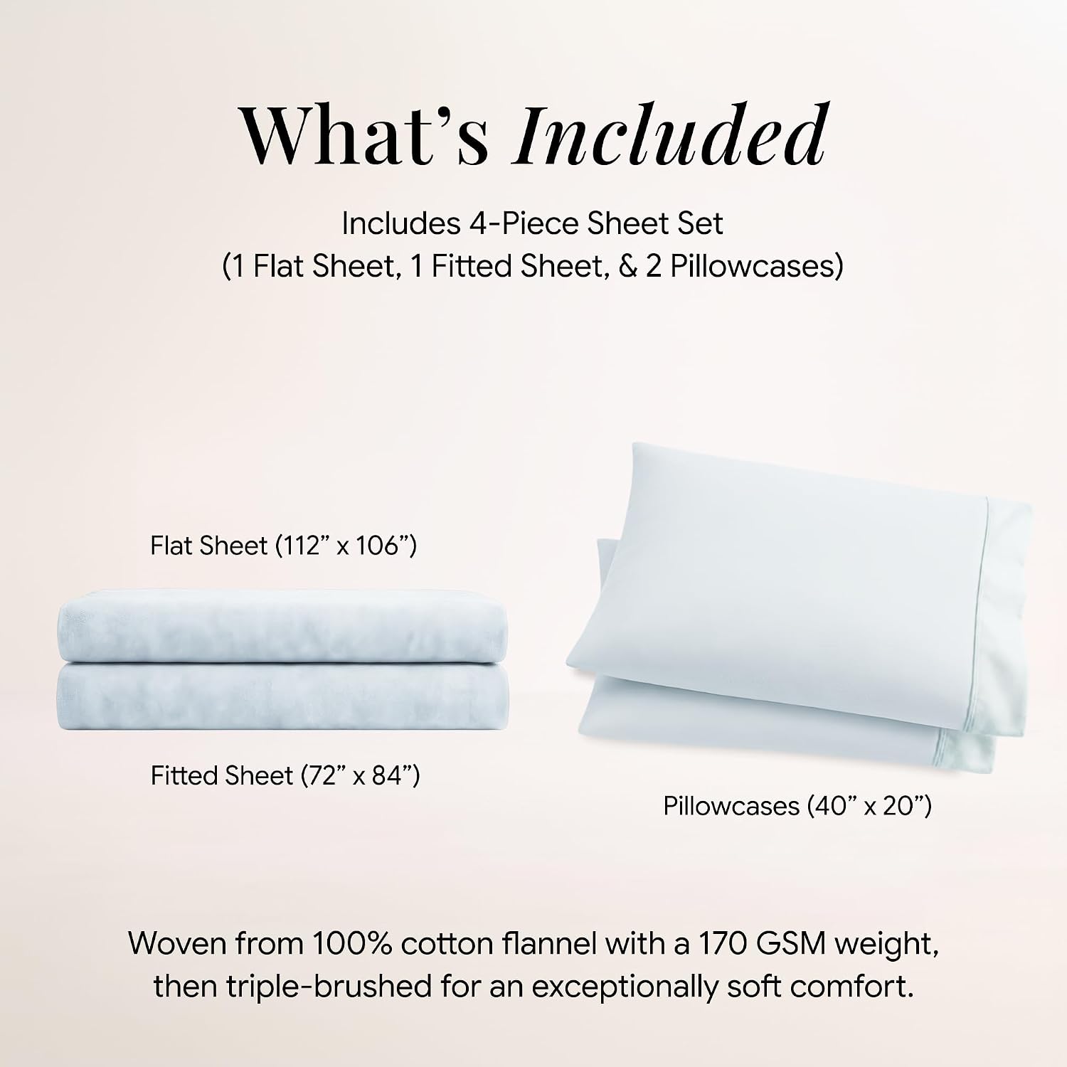 Tribeca Living Triple Brushed Soft Cotton Flannel Sheets Set, Cal King Size 170-GSM Weight Extra Deep Pocket Sheet in Solid Sky Blue Color