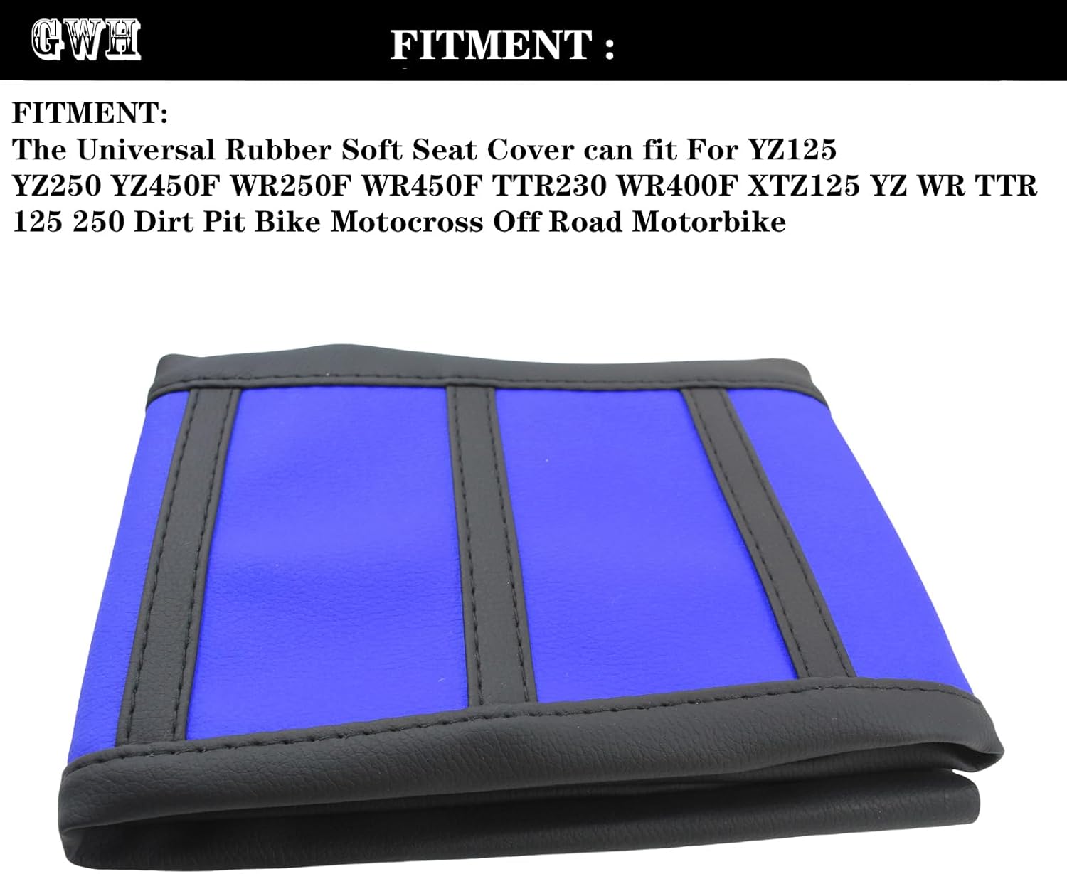Universal Motorcycle Seat Cover Non-Slip Suitable Rubber Striped Seat Covers Soft for YZ125 YZ250 YZ450F WR250F WR450F WR400F XTZ125 YZ WR TTR 125 250 Dirt Pit Bike Off Road Motorbike (Blue)