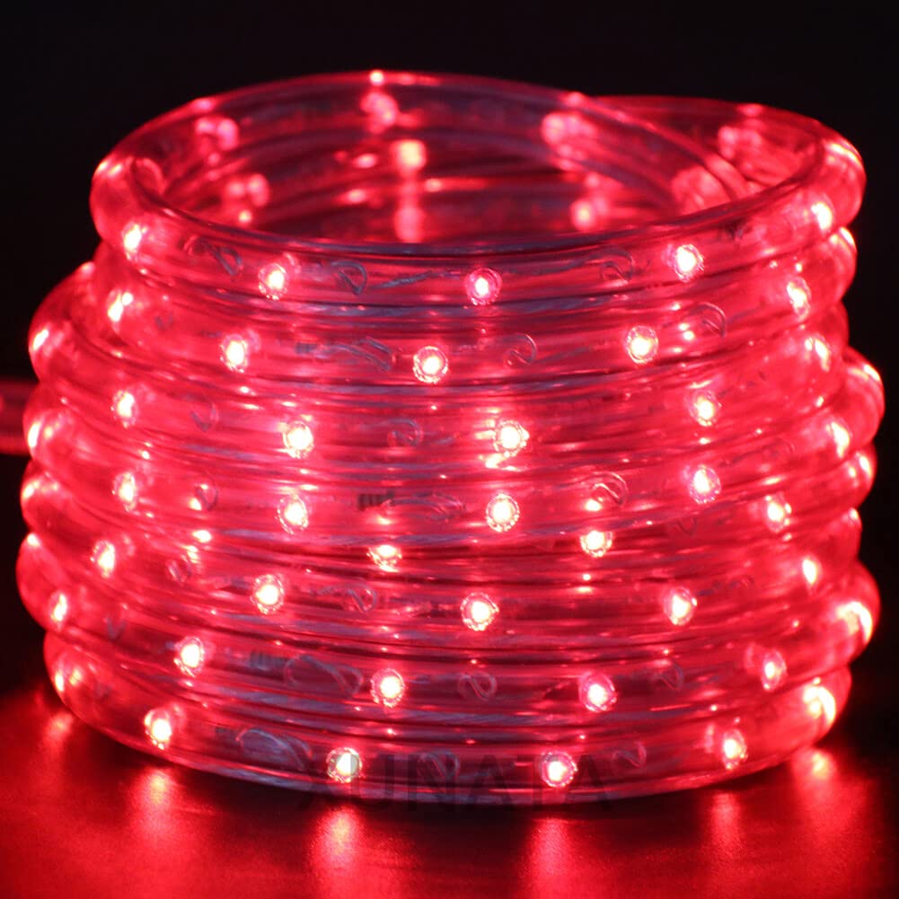 Wisada LED Tube Light, 30 LEDs/m 110V IP65 Waterproof Indoor LED Rope Light Fluorescent Tube, Manual 8 Function Modes Outdoor LED Strip Light for Christmas Birthday Party Decoration [1M|Red]