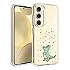 Unov Case Compatible with Galaxy S24 Galaxy S25 5G Case Clear with Design Soft TPU Shock Absorption Slim Embossed Pattern Protective 6.2 inch (Rainbow Dinosaur)