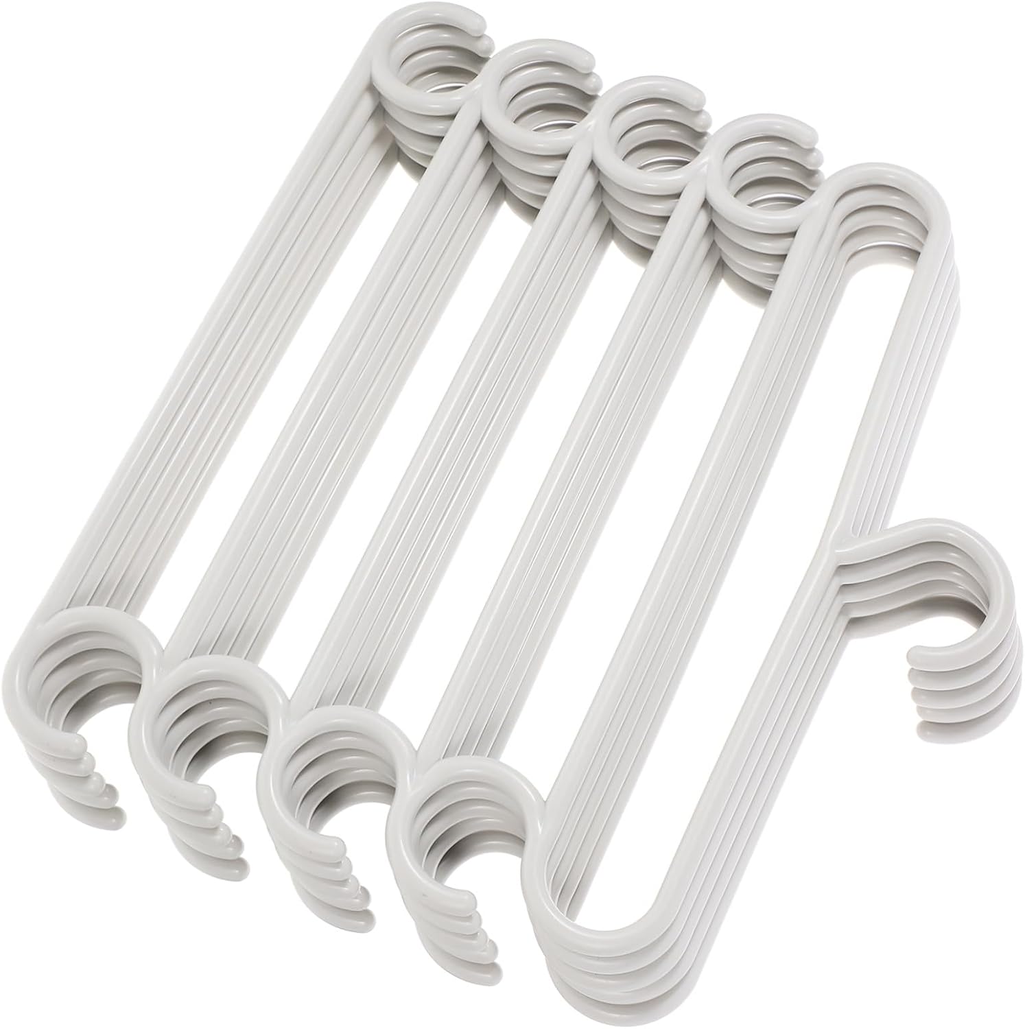 5 Pcs Pants Hangers Space Saving Closet Organizers with Side Hooks for Scarves Ties Storage PP Material