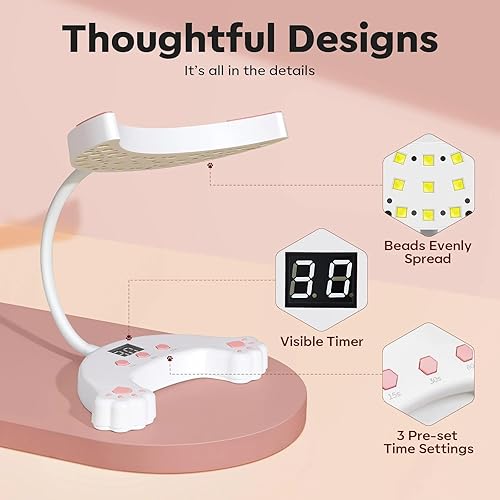 Miniatura 5 de Modelones Lámpara de uñas LED UV 2024, luz UV para uñas de gel, lámpara UV de cuello de ganso para uñas, secador de uñas de 48 W para esmalte de