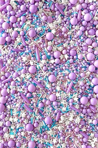 SD Pearls Décorations Sucrées Violet Blanc Bleu – Mix Pur Pur 100g | Perles en sucre, vermicelles, étoiles | Décorations comestibles pour gâteaux, cupcakes, biscuits, fêtes (Mix „PurPur“, 100g)