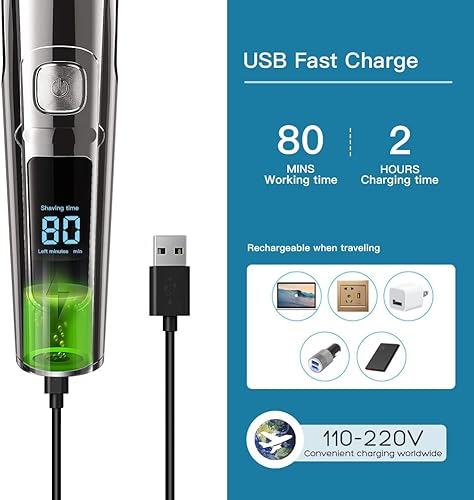 Miniatura 2 de DSP Cortadora de vello facial para hombres cortapelos eléctricos y juegos de aseo para vello púbico kits de recortadora de nariz recargable por USB