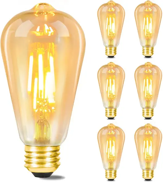 GBLY 6-Pack LED E27 Vintage ST64 Edison Bulb - 4W Warm White Retro Lamp
