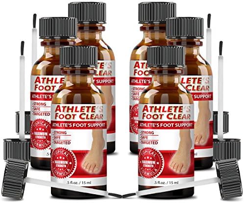 Athlete's Foot Clear - Stop Itching, Restore and Maintain Healthy Feet - Tea Tree Oil, Aloe Vera, Undecylenic Acid - 6 Bottles - Made in The USA