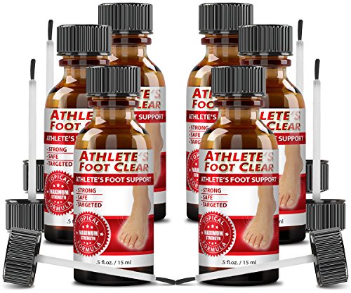 Athlete's Foot Clear - Stop Itching, Restore And Maintain Healthy Feet - Tea Tree Oil, Aloe Vera, Undecylenic Acid - 6 Bottles - Made In The Usa #TOP25
