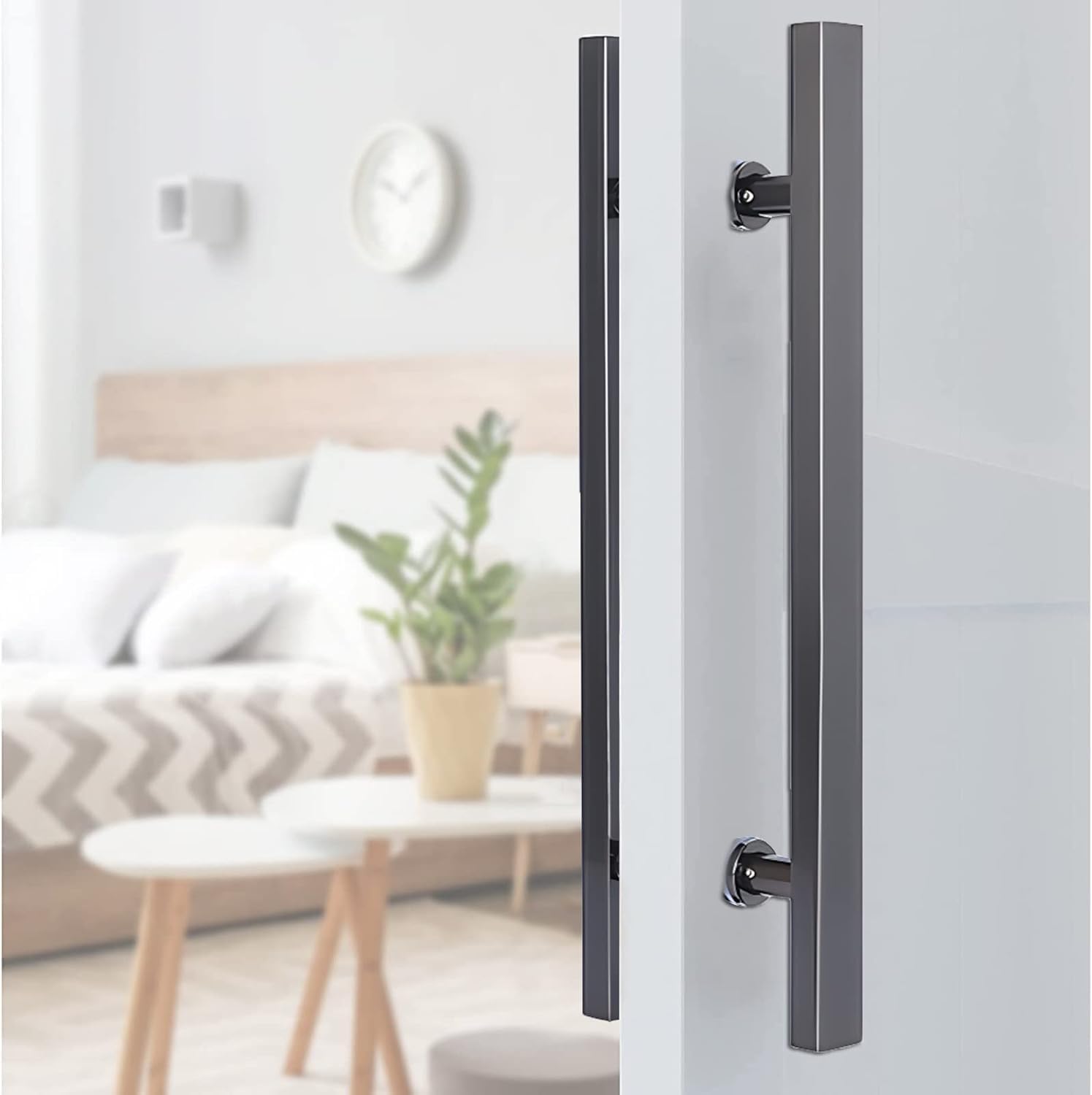 Barn Door Handles Set for Interior/Exterior Doors Silver Flush Hardware Pulls for Home/Commercial Gate 39.2inch Length