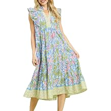 Umgee USA Mix Floral Tiered Midi Dress