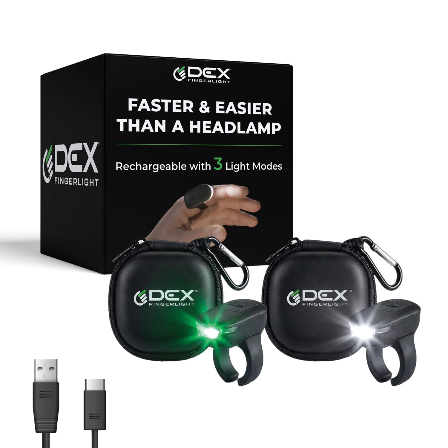Linterna LED portátil de alta tecnología - Brillante - 3 modos de luz - IPX7 resistente al agua - Carga USB-C - Anillo de ajuste personalizado - Batería de larga duración - Negro