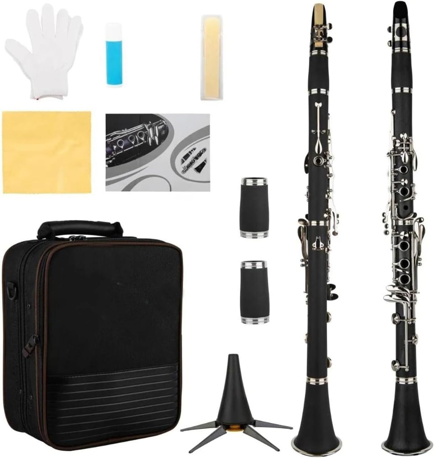 Bb Clarinet 17 Keys Black Bb Clarinet Woodwind Band Instruments for Beginners