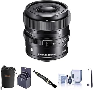 Sigma 50mm f/2.0 DG DN Contemporary Lens for Leica L Bundle with 58mm Filter Kit, Lens Pouch, Lens Cleaner, Cleaning Kit, Lens Cap Tether