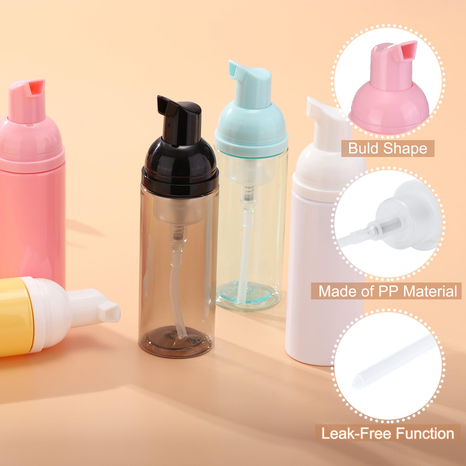 QUARKZMAN 4x Schaumflaschen 60ml Mit Bürstenkopf - Leere Seifenspender Für Reisen