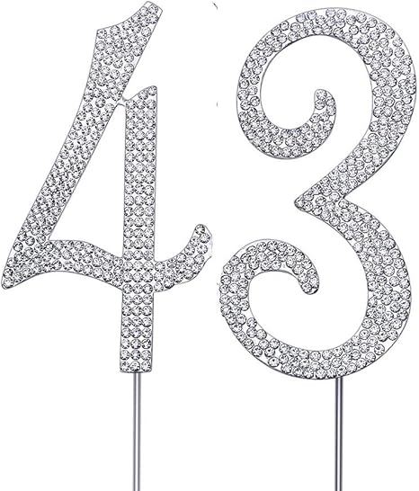 Amazon Magjuche シルバー43インチ クリスタルケーキトッパー 43番ラインストーン 43歳の誕生日ケーキトッパー 男性または女性誕生日 または43周年記念パーティーデコレーション用品 デコレーションツール オンライン通販