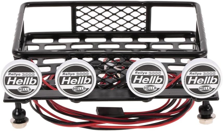 mewmewcat Roof Rack Luggage Carrier with Light Bar for 1/10 RC Crawler Axial SCX10 D90 110 TRAX4 HSP RC Car Parts