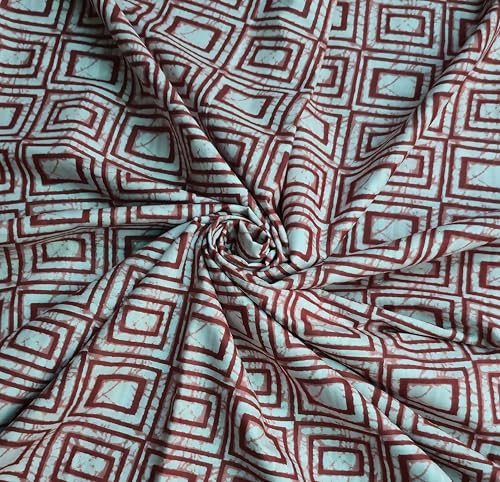 Image of 2 Meter Hand Block Indian Cotton Unstitched Jaipuri Handmade Digital Printed Fabric Material for Women Kurta /Blouse /Palazzos /Piece Material for Women's (Mehroon)