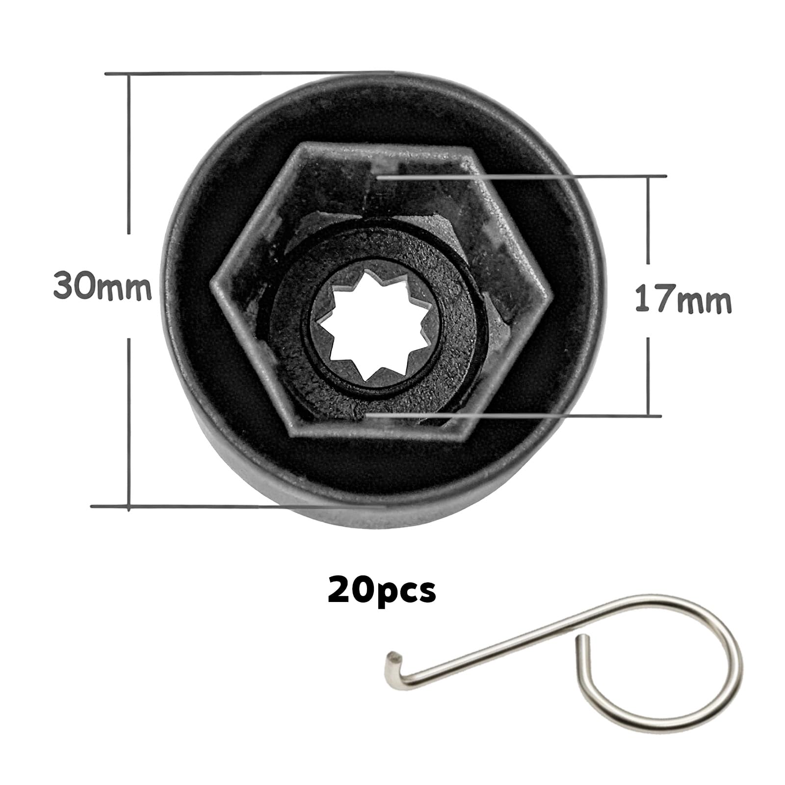 20 sztuk 17 mm osłon na nakrętki kołowe z narzędziem do usuwania - Uniwersalne osłony śrubowe na felgi samochodowe - Kompatybilne z VW, Audi i większością pojazdów - Ochrona przed kradzieżą i stylowy