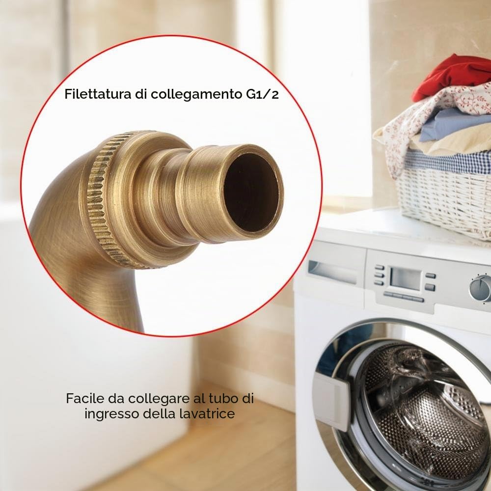 Zerodis G1/2 Miscelatore Ottone Massiccio Rubinetto Vintage Montaggio Parete Rubinetto dell'Acqua Classico Faucet Water Tap con Tenuta e Borsa Stoccaggio Lavandino Lavatrice Lavabo Bagno (Breve)