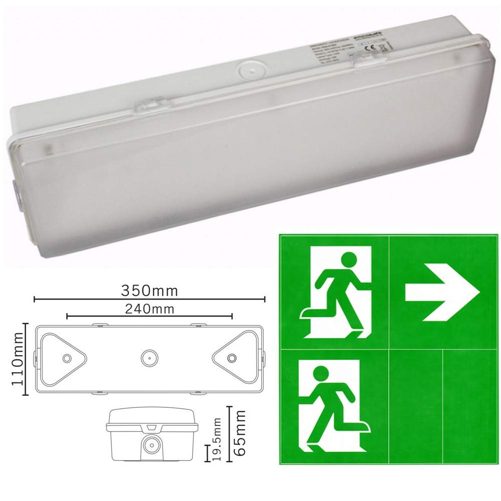 5 luces LED de emergencia para mamparo corriendo hombre leyenda flecha IP65 mantenida no impermeable salida de fuego EM3 NM3 M3 E3M 3 horas de respaldo de batería de 3 horas