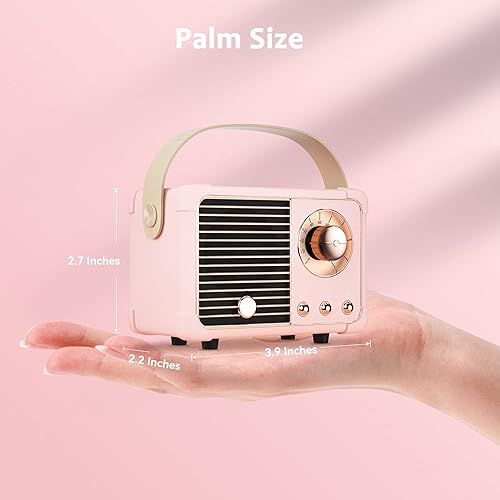 Miniatura 9 de SpringFlora Altavoz Bluetooth retro, altavoz pequeño inalámbrico vintage con sonido estéreo, llamada manos libres, batería de 400 mA, tarjeta TF,