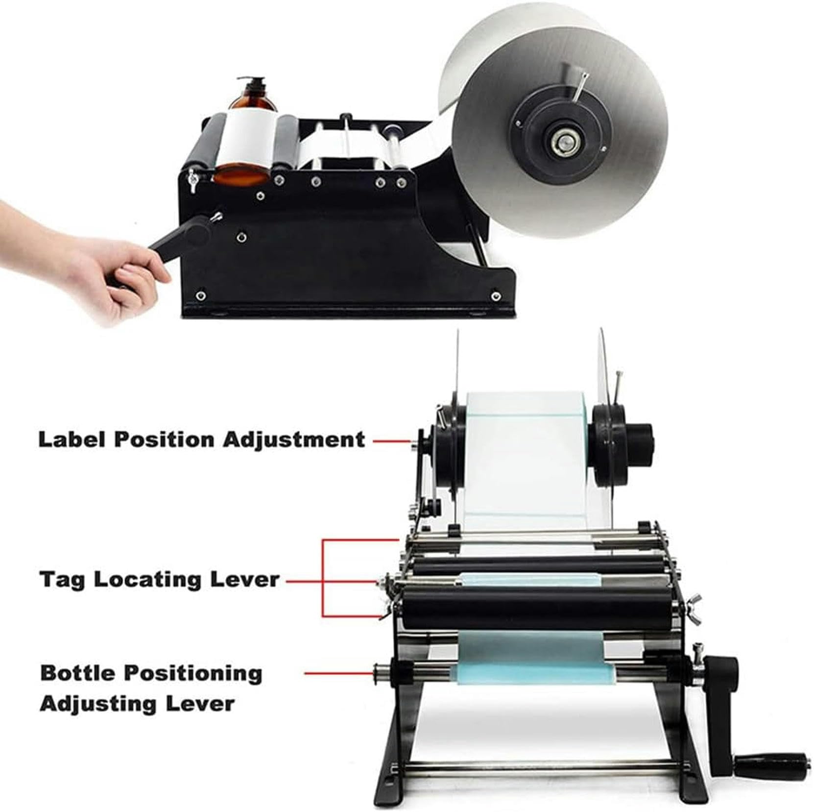 Étiqueteuse de bouteilles, applicateur semi-automatique réglable pour étiquettes de 10 à 110 mm de large, 30 étiquettes par minute, idéale pour un usage professionnel et domestique