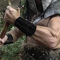 Vista 2 de Viking Leather Bracers - Medieval Guards Knight Arm LARP PU Leather Gauntlet Embossed Armor Wristband Armband Cuff