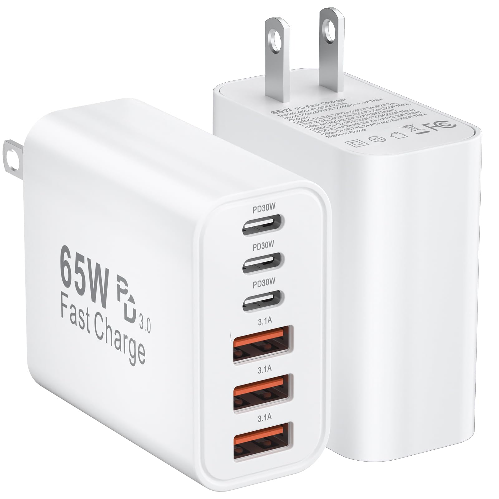 USB C Fast Charger Block, 65W USBC Wall Charger Cube iPhone 18 Charger Plug