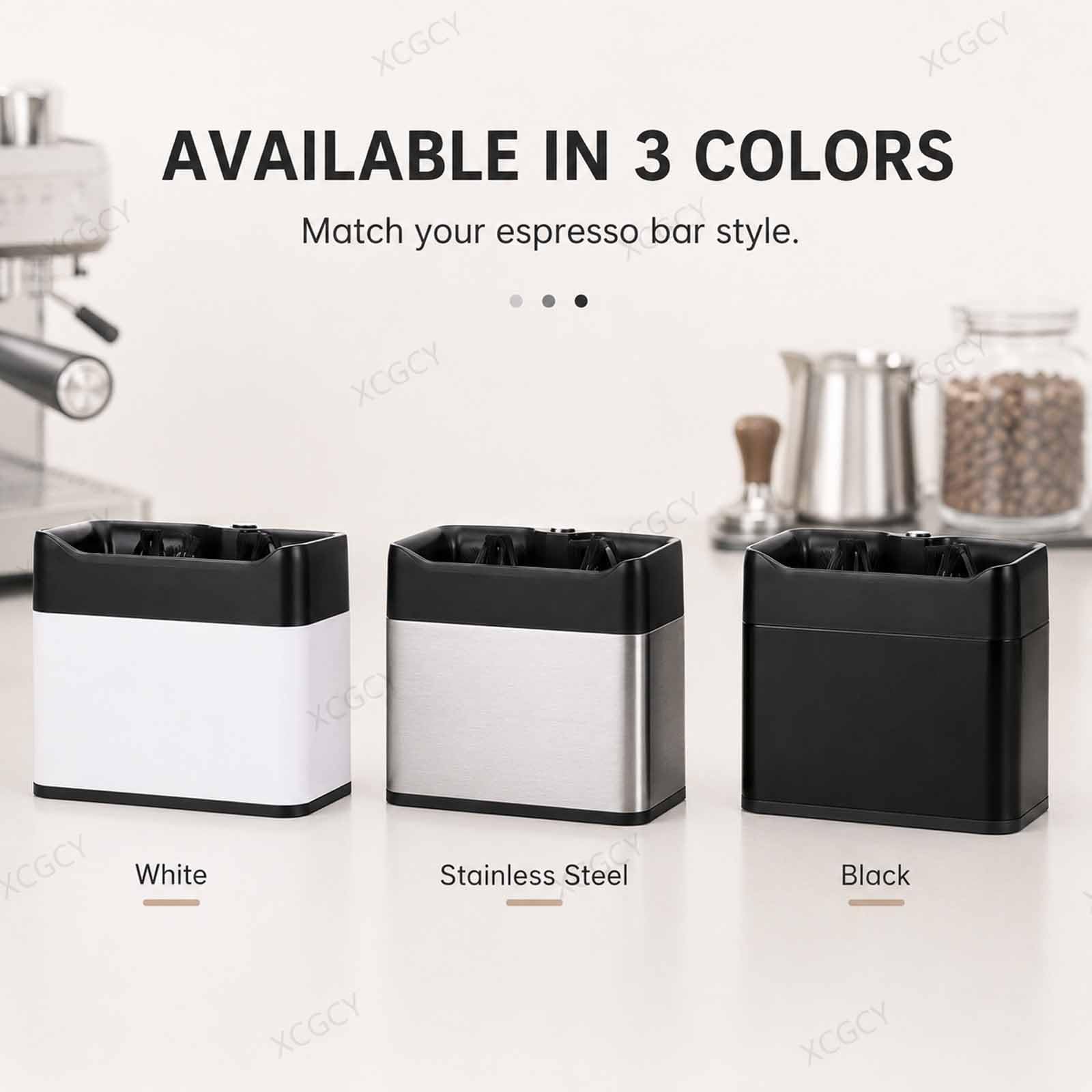 Limpiador Eléctrico Automático De Posos De Café, Limpiador Eléctrico De Portafiltros para Espresso, Máquina 58 Mm, 340 RPM con 2 Raspadores, 2 Cepillos Y Contenedor Black