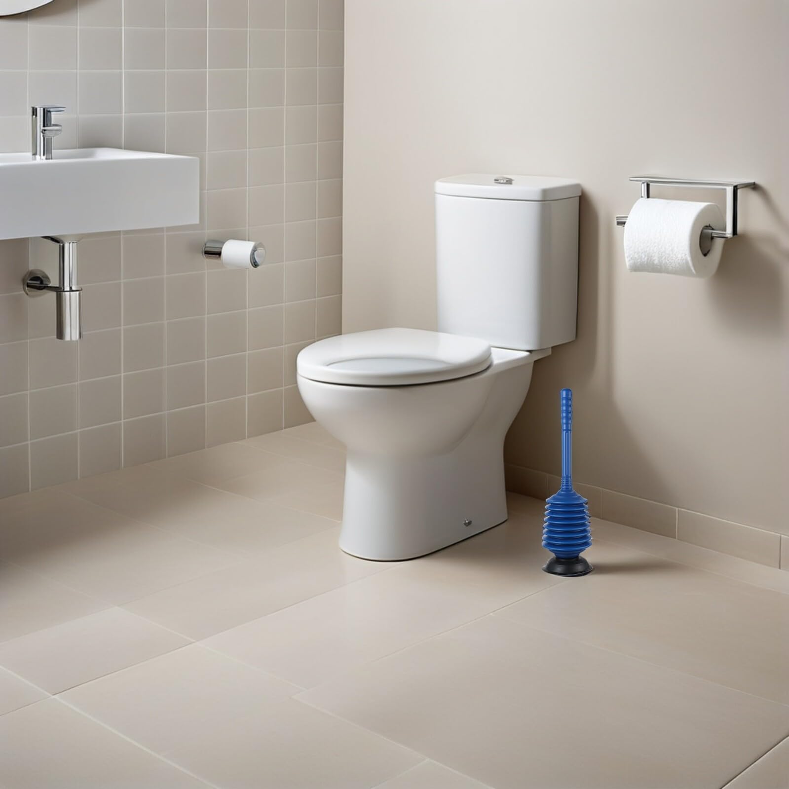 SOLUSTRE Desatascador Inodoro de Alta Presión para Baño y Cocina, Destapador de Cañerías Succión Fuerte y Diseño Ergonómico para Uso Doméstico