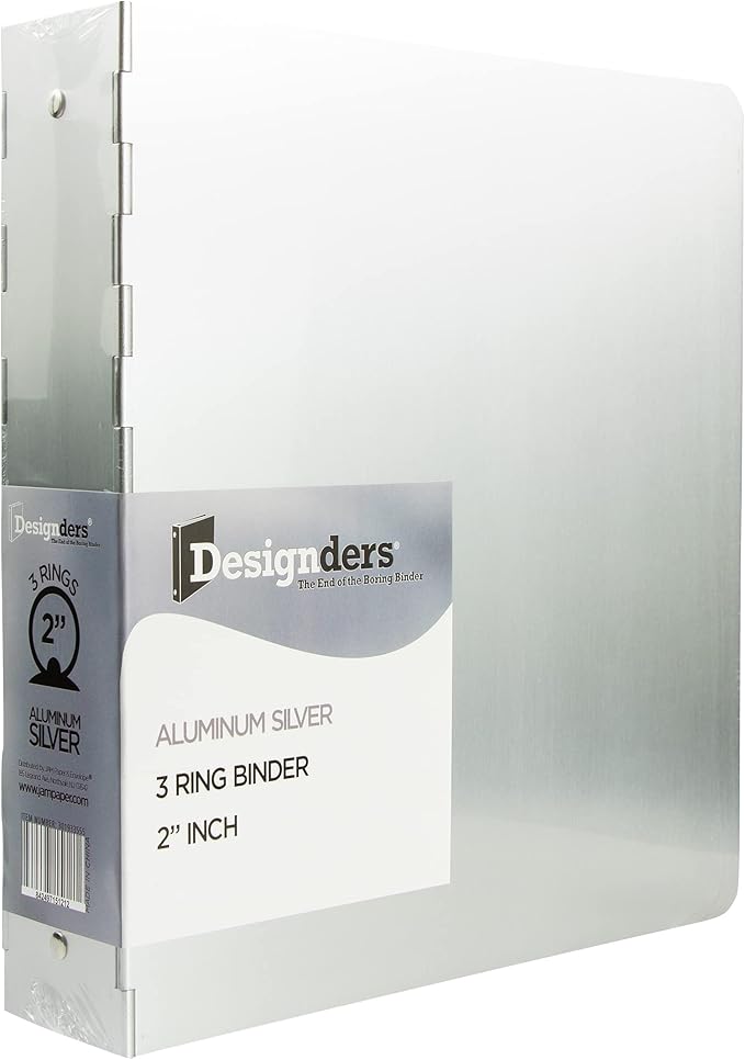 JAM PAPER Aluminium 2 inch Binders Silver Aluminum 3