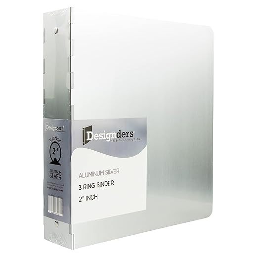 JAM PAPER Aluminium 2 inch Binders - Silver Aluminum 3 Ring Binder - Sold Individually