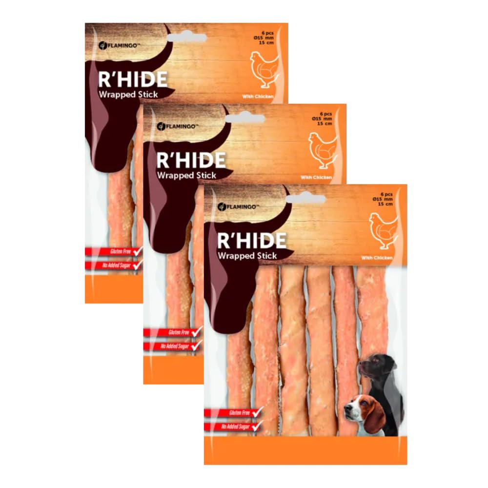 Flamingo Snack per Cani R'HIDE Pollo Wrapped STCK 15 CM Pack 3X180GR