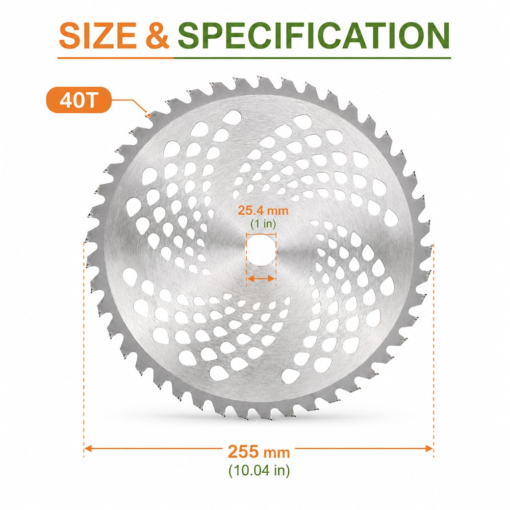 Brzeszczot do kos spalinowych Husqvarna 128R 255 mm tarcza tnąca zapasowy nóż do podkaszarki akcesoria 25,4 mm, 40T