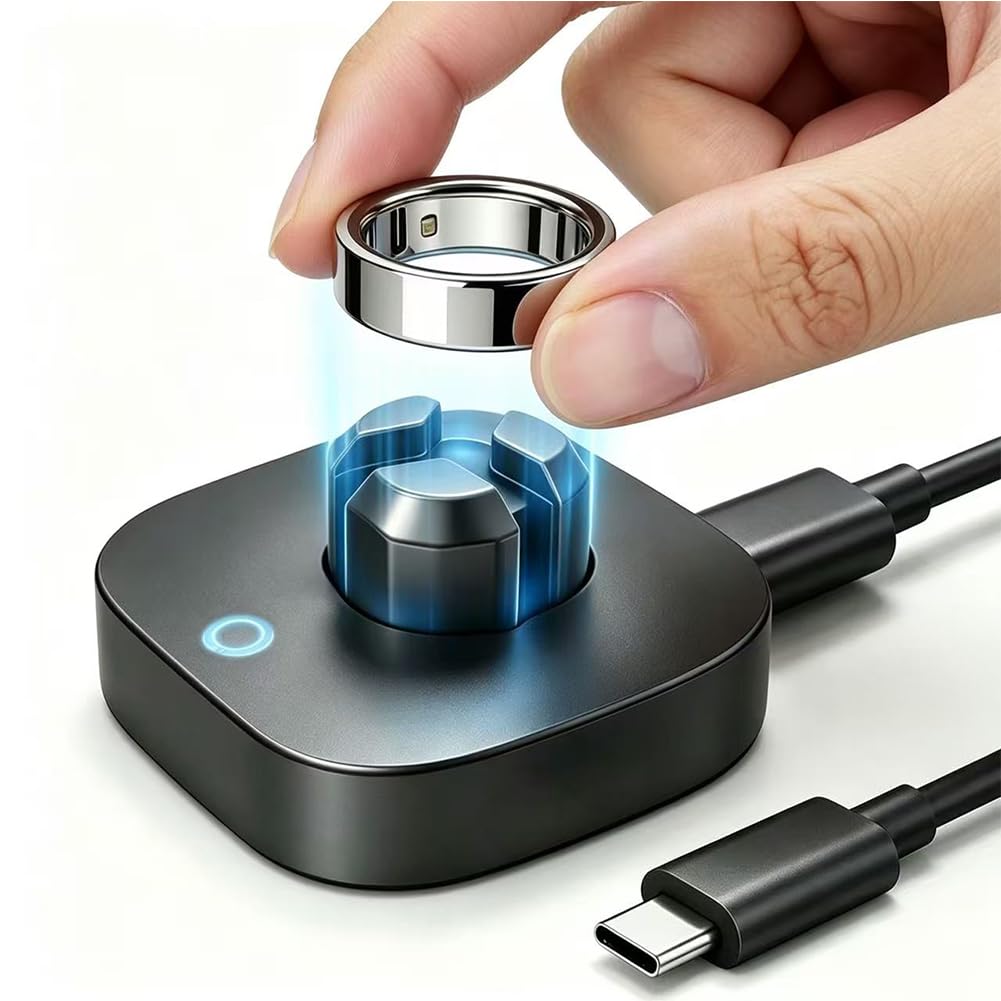 Caricabatterie compatibile con Oura Ring Gen 4 per Smart Ring taglie 7/8/9/10/11/12/13 – Base di ricarica rapida con cavo USB-C (Non compatibile con Gen 3)