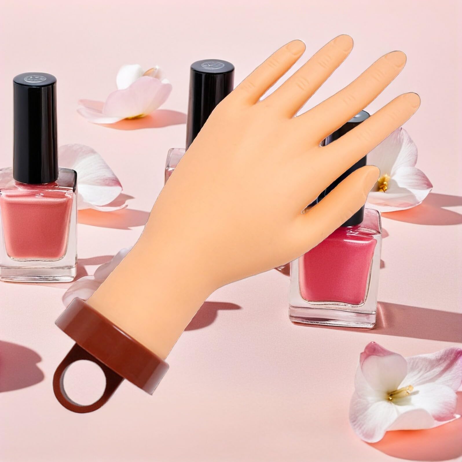 Anneome Handmodell zum Üben für Nageldesign Flexibles Training mit Halterung Realistische Silikon-übungshand für Maniküre für Anfänger und Nagelschulen Wiederverwendbare Übungshand