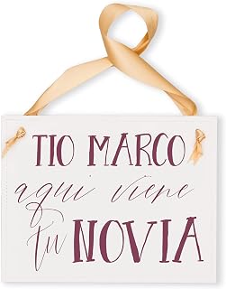 Personalized Wedding Sign for Ring Bearer Flower Girl | Tio (Nombre) Aqui Viene Tu Novia Espanol Boda | Ceremony Banner (Spanish - Tio Custom Name)
