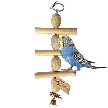 Western Era Playful Gym Natural Wooden Bead Hanging Swing Toy for Birds