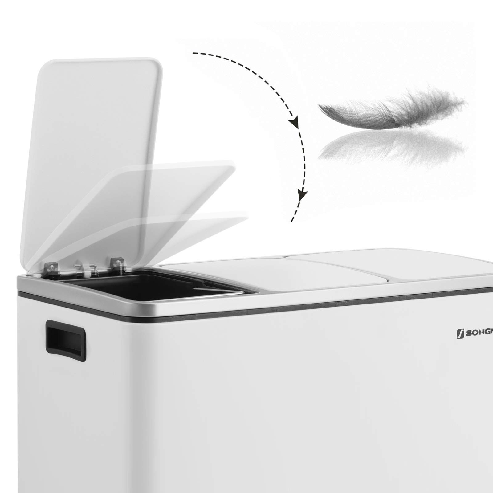 SONGMICS Recycling Bin Plastic Inner Buckets and Carry Handles Pedal